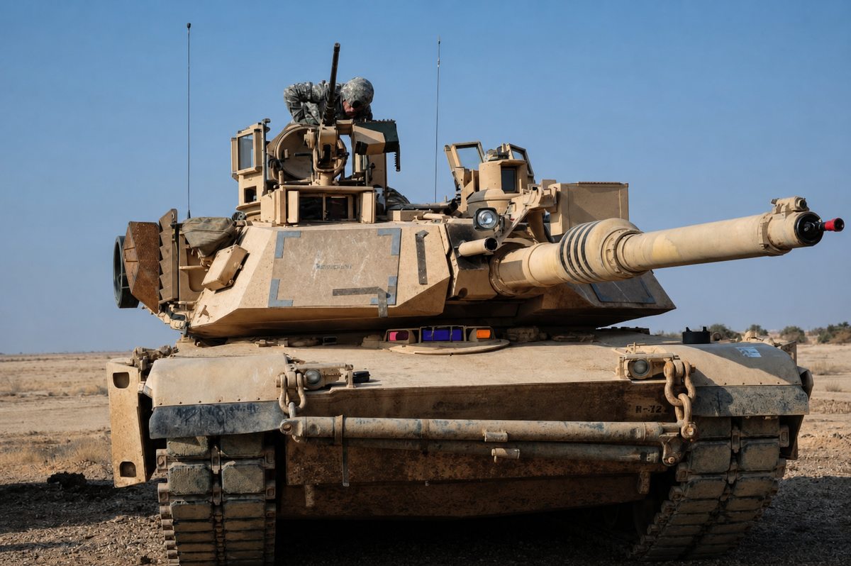 Military armored vehicle on a hardened surface