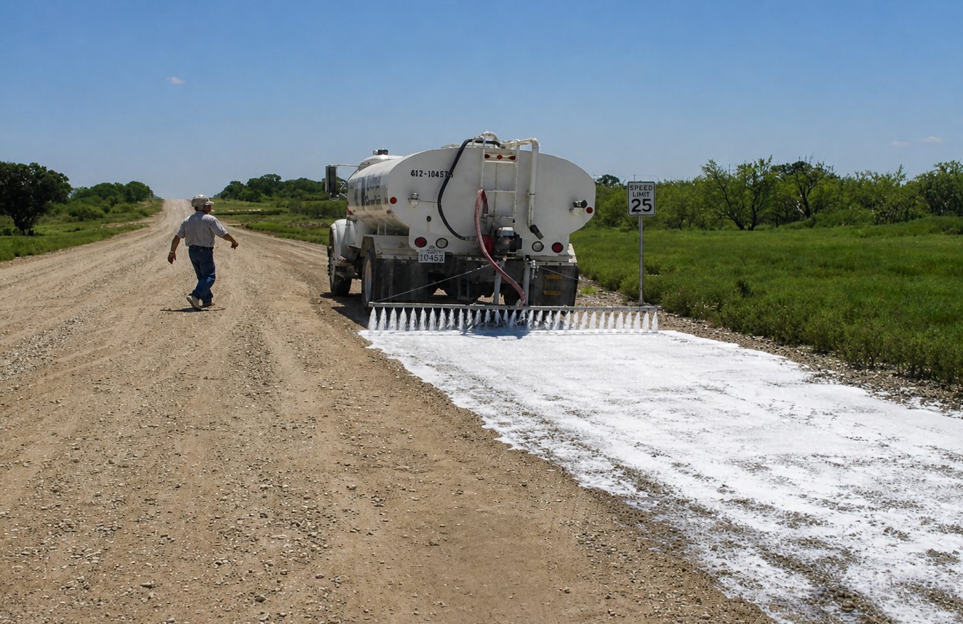Spray application on a road surface