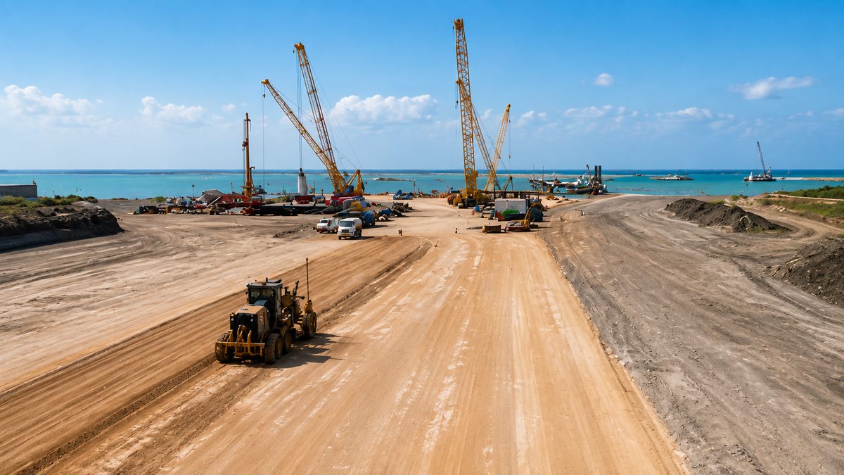 Active haul road construction site
